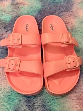 Cat & Jack Pink Dual-Buckle Slide Sandals
